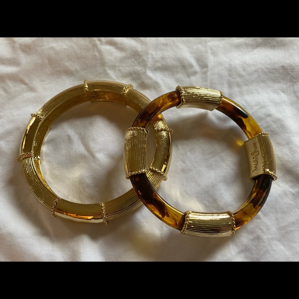 Lily Pulitzer gold and tortoiseshell bangles